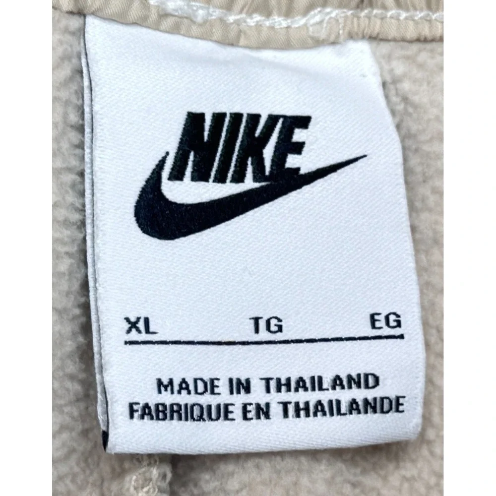 Nike Sportswear Women's Double Swoosh‎ Beige Curve Plush Fleece Pants Size XL